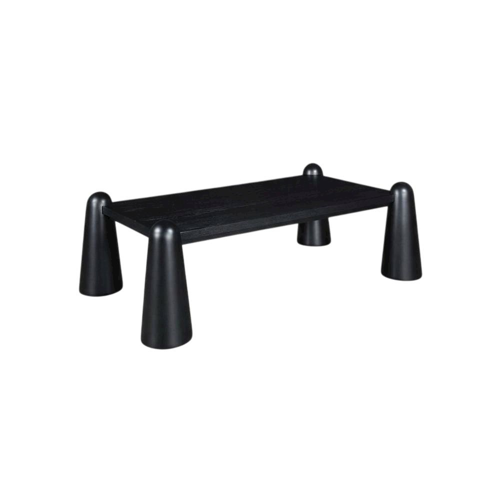 Black Coffee Table with Art Deco Finish and Sturdy Construction