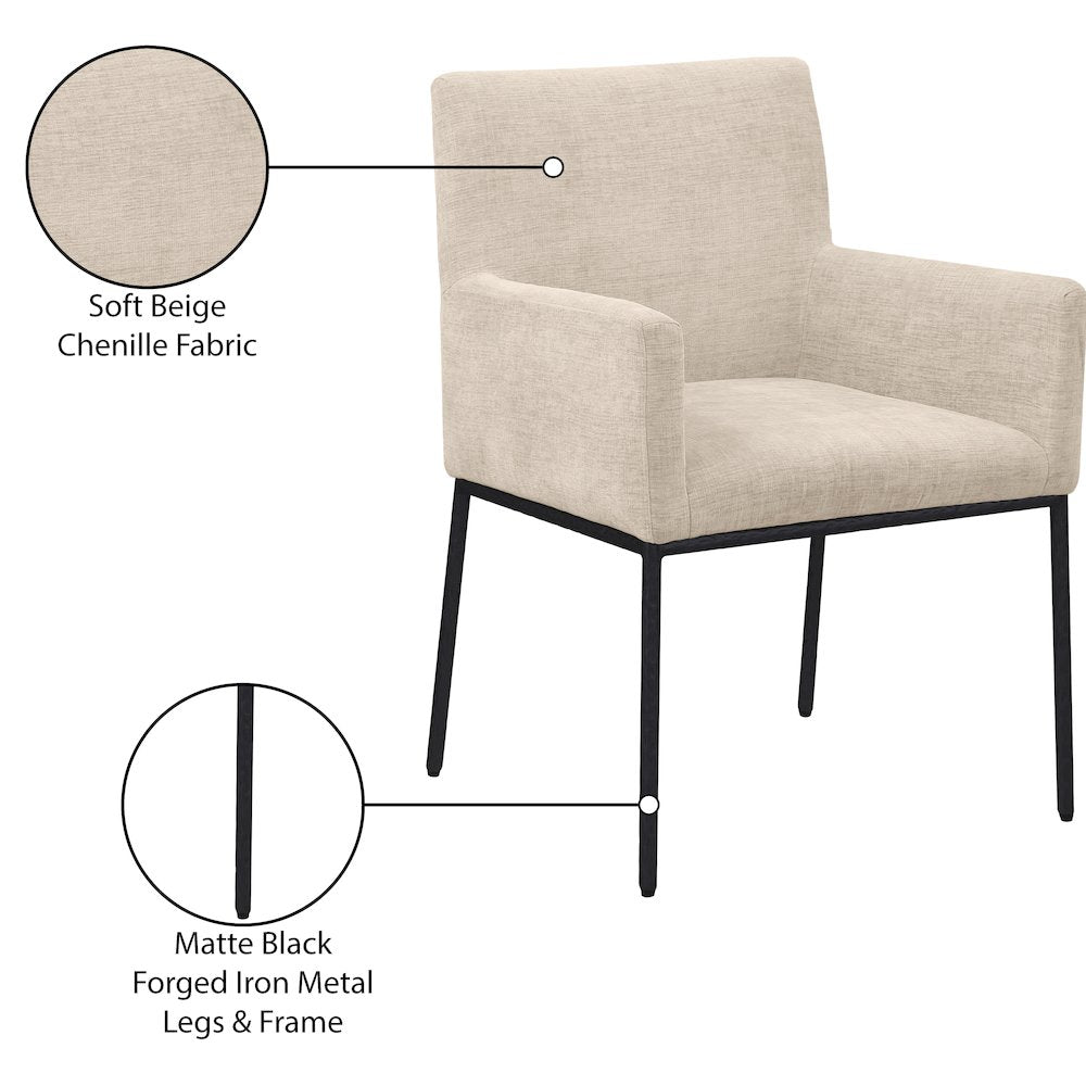 Reeves Beige Chenille Fabric Dining Chair, Set of 2