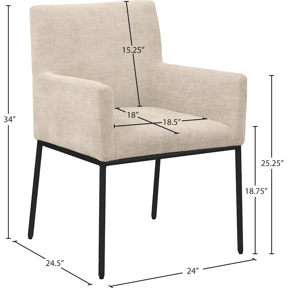 Reeves Beige Chenille Fabric Dining Chair, Set of 2