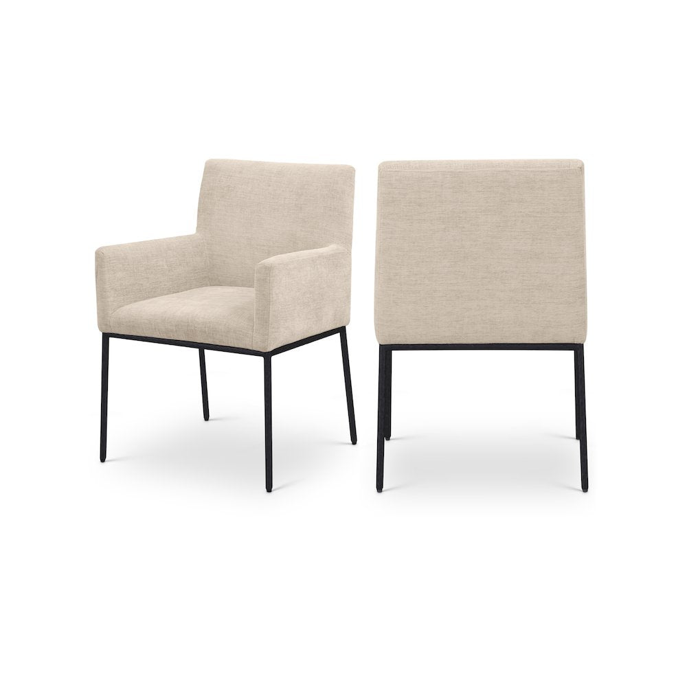 Reeves Beige Chenille Fabric Dining Chair, Set of 2