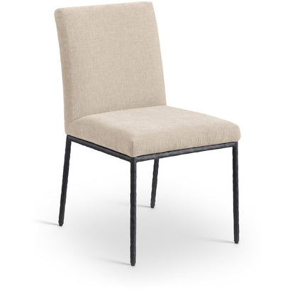 Reeves Beige Chenille Fabric Upholstered Dining Side Chair, Set of 2