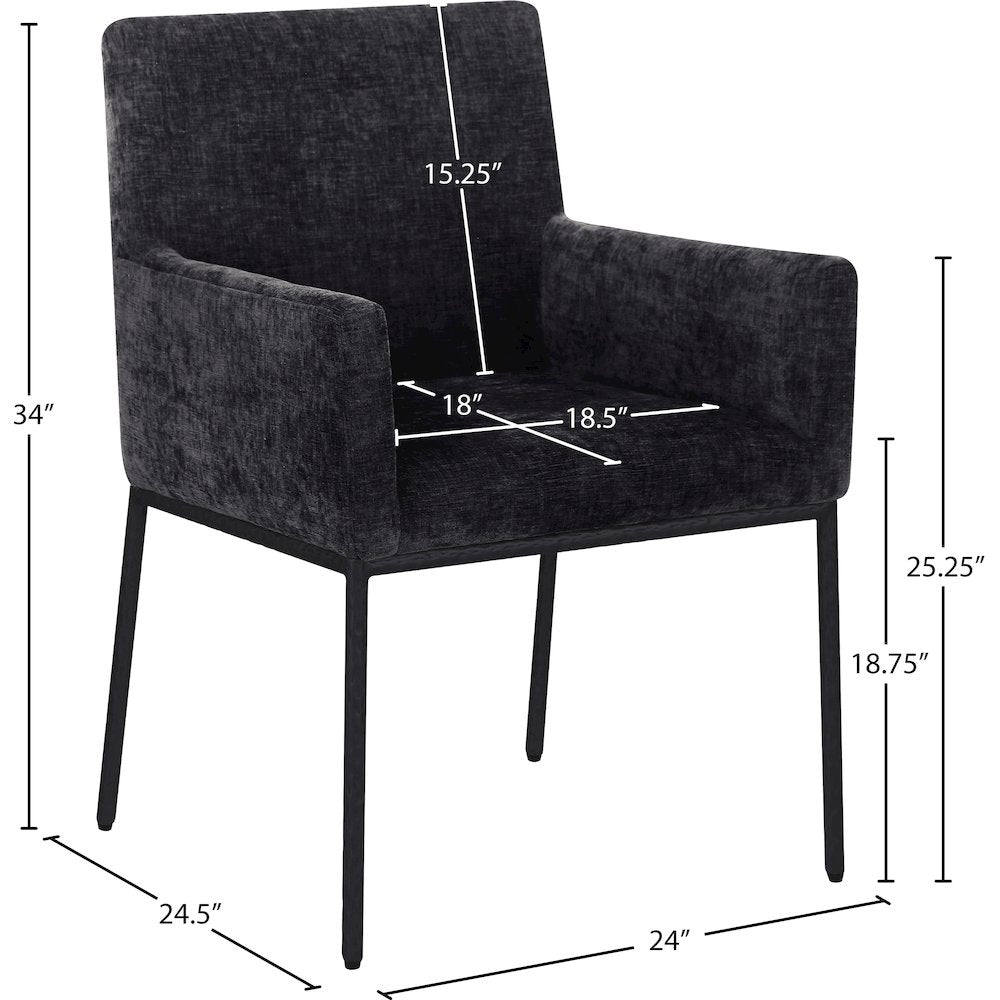 Reeves Black Chenille Fabric Dining Chair, Set of 2