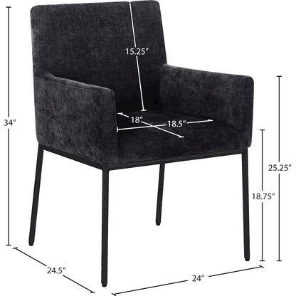 Reeves Black Chenille Fabric Dining Chair, Set of 2