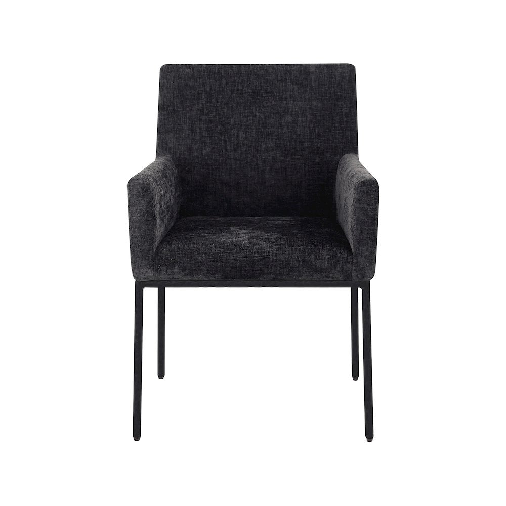 Reeves Black Chenille Fabric Dining Chair, Set of 2