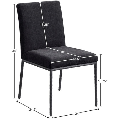 Reeves Black Chenille Fabric Upholstered Dining Side Chair, Set of 2