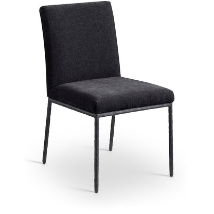 Reeves Black Chenille Fabric Upholstered Dining Side Chair, Set of 2