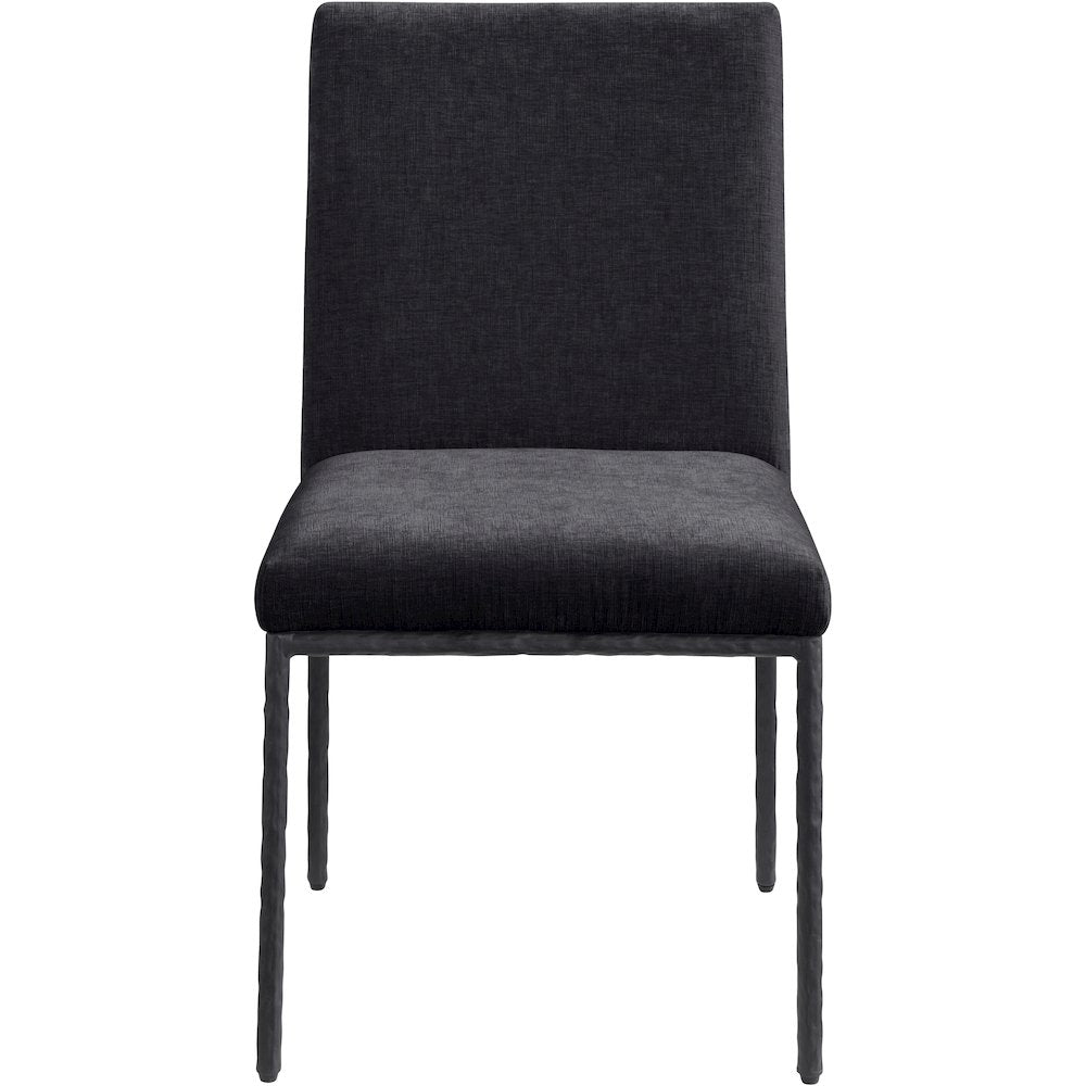Reeves Black Chenille Fabric Upholstered Dining Side Chair, Set of 2