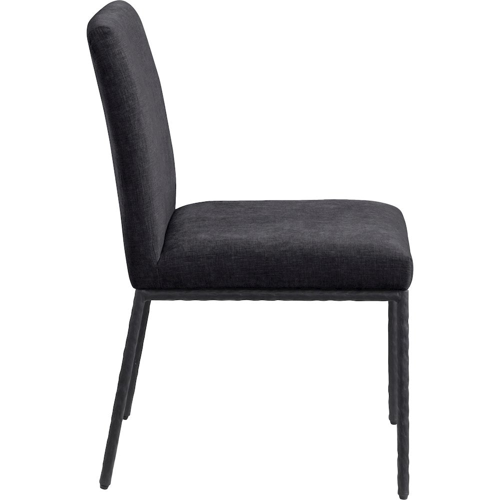 Reeves Black Chenille Fabric Upholstered Dining Side Chair, Set of 2