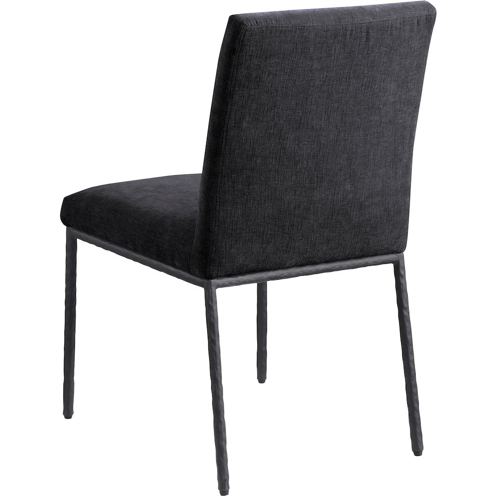 Reeves Black Chenille Fabric Upholstered Dining Side Chair, Set of 2