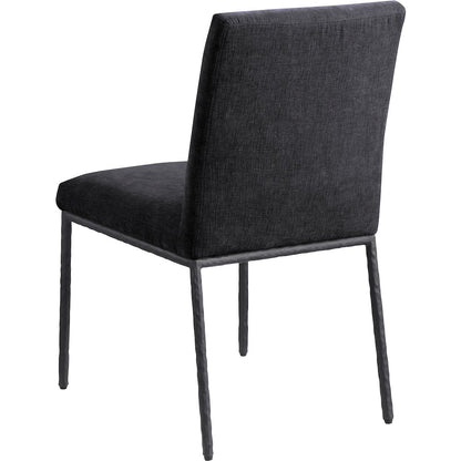 Reeves Black Chenille Fabric Upholstered Dining Side Chair, Set of 2