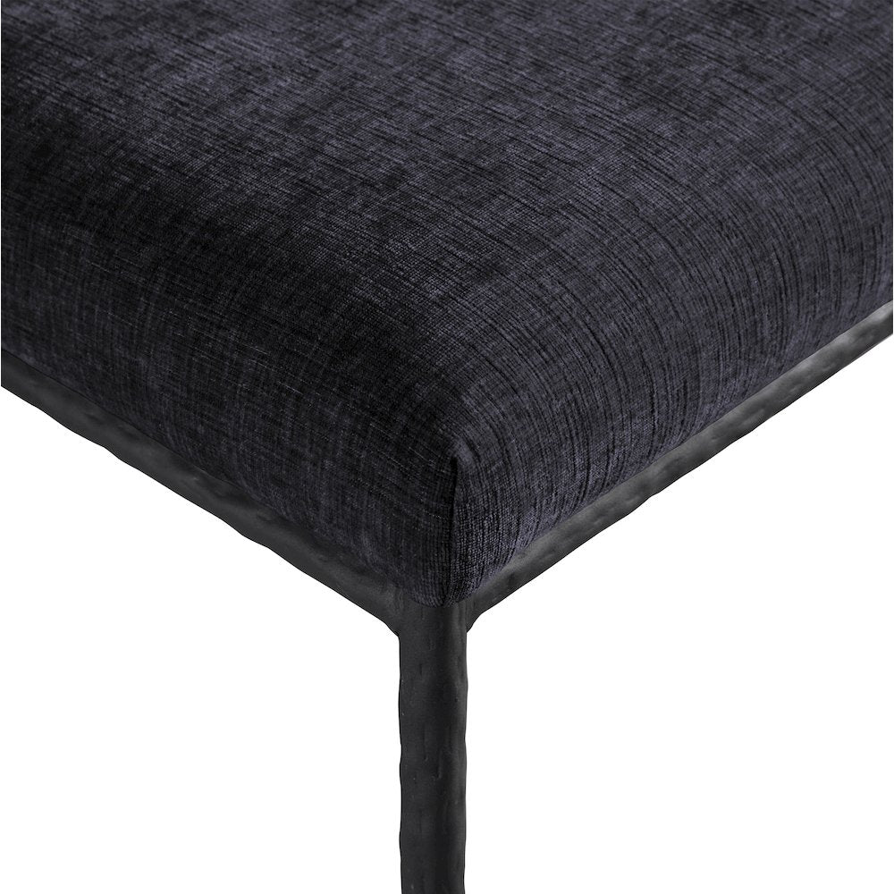 Reeves Black Chenille Fabric Upholstered Dining Side Chair, Set of 2