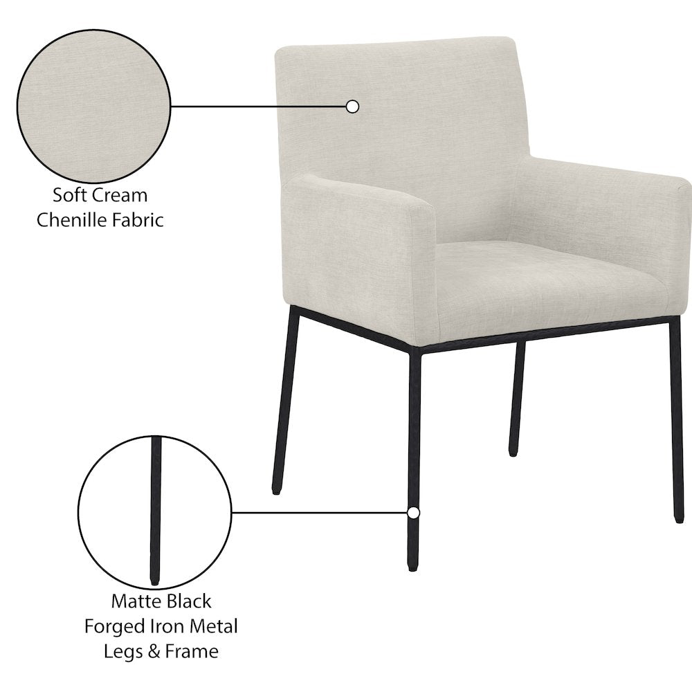 Reeves Cream Chenille Fabric Dining Chair, Set of 2