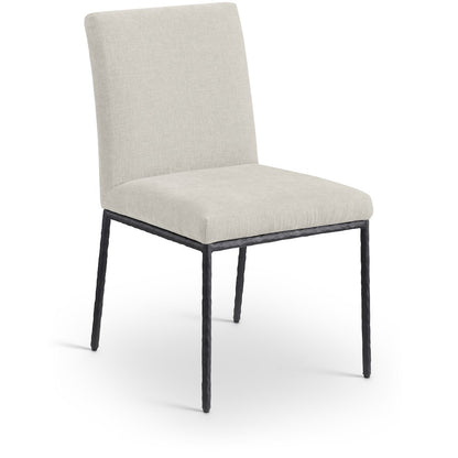 Reeves Cream Chenille Fabric Upholstered Dining Side Chair, Set of 2