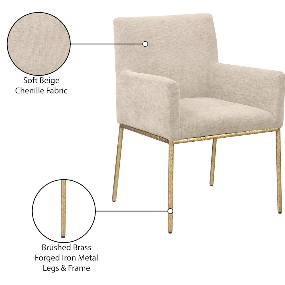 Reeves Beige Chenille Fabric Dining Chair, Set of 2