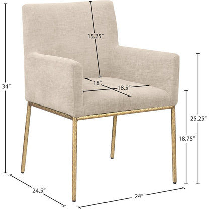 Reeves Beige Chenille Fabric Dining Chair, Set of 2