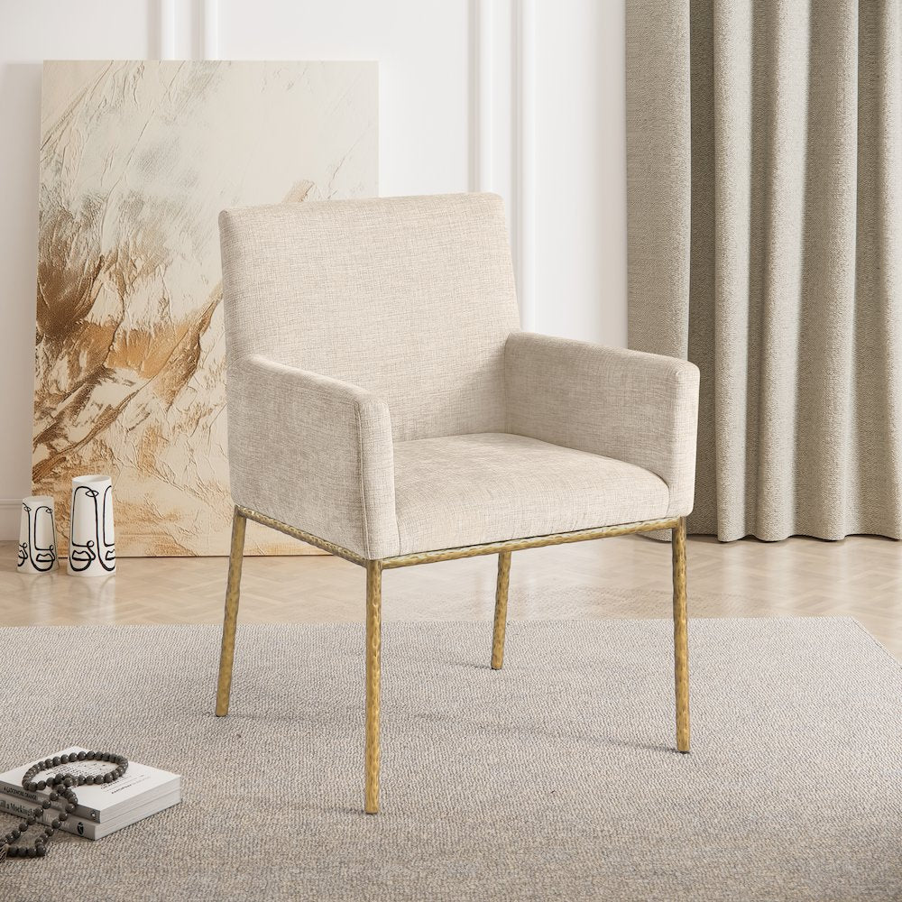 Reeves Beige Chenille Fabric Dining Chair, Set of 2