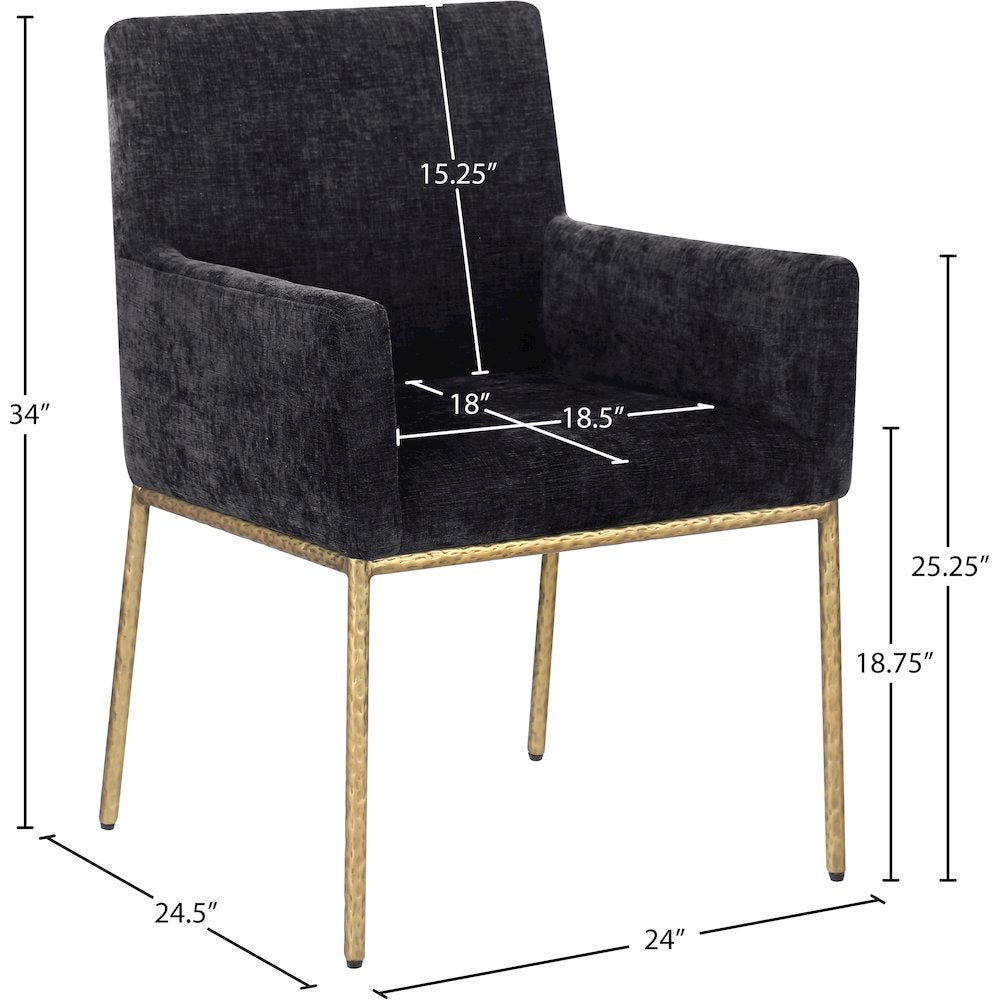 Reeves Black Chenille Fabric Dining Chair, Set of 2