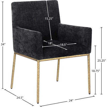 Reeves Black Chenille Fabric Dining Chair, Set of 2