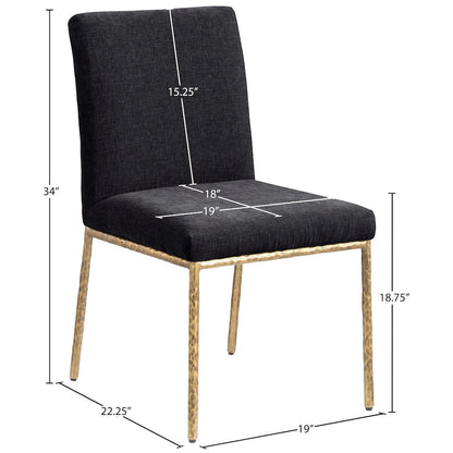 Reeves Black Chenille Fabric Upholstered Dining Side Chair, Set of 2