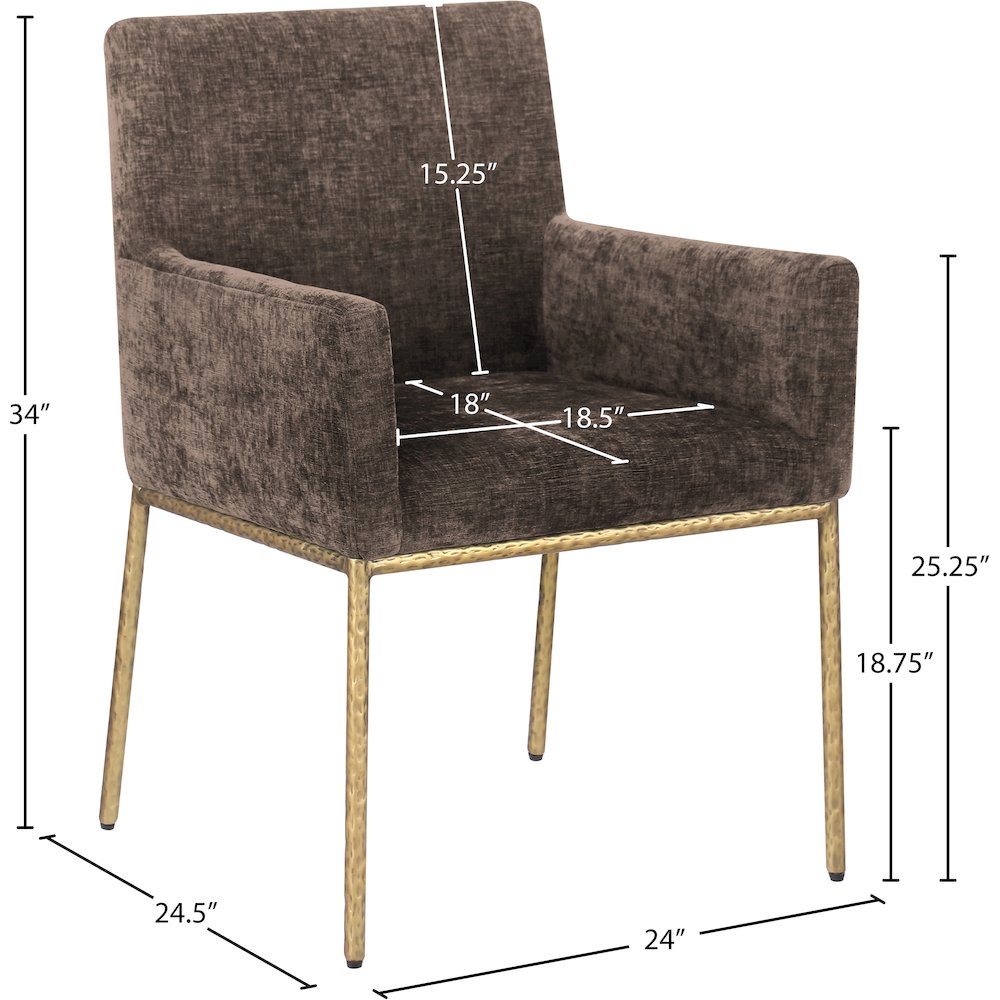 Reeves Brown Chenille Fabric Dining Chair, Set of 2