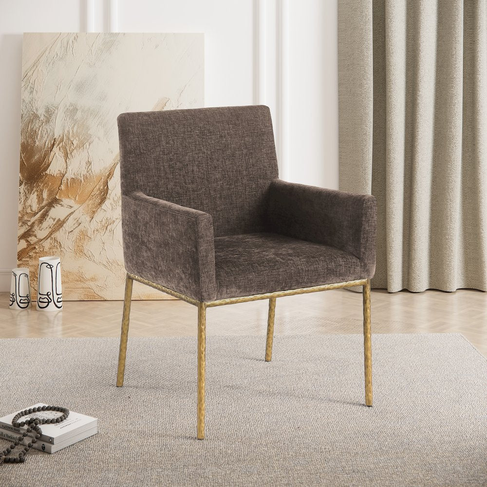 Reeves Brown Chenille Fabric Dining Chair, Set of 2