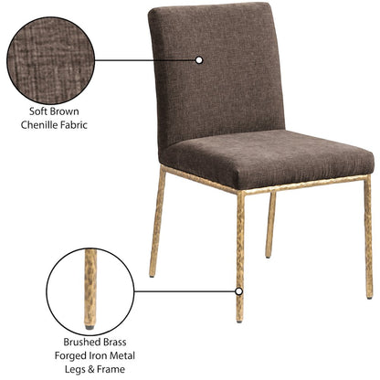 Reeves Brown Chenille Fabric Upholstered Dining Side Chair, Set of 2