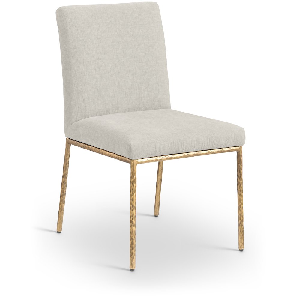 Reeves Cream Chenille Fabric Upholstered Dining Side Chair, Set of 2