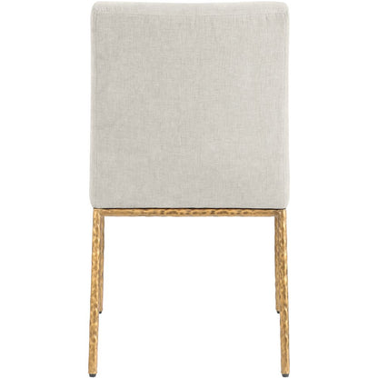 Reeves Cream Chenille Fabric Upholstered Dining Side Chair, Set of 2