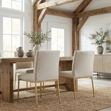Cream Chenille Upholstered Dining Side Chairs Set of 2 with Contemporary Design
