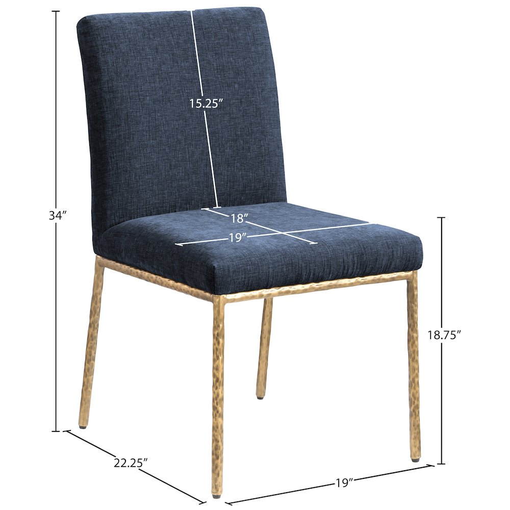 Reeves Navy Chenille Fabric Upholstered Dining Side Chair, Set of 2