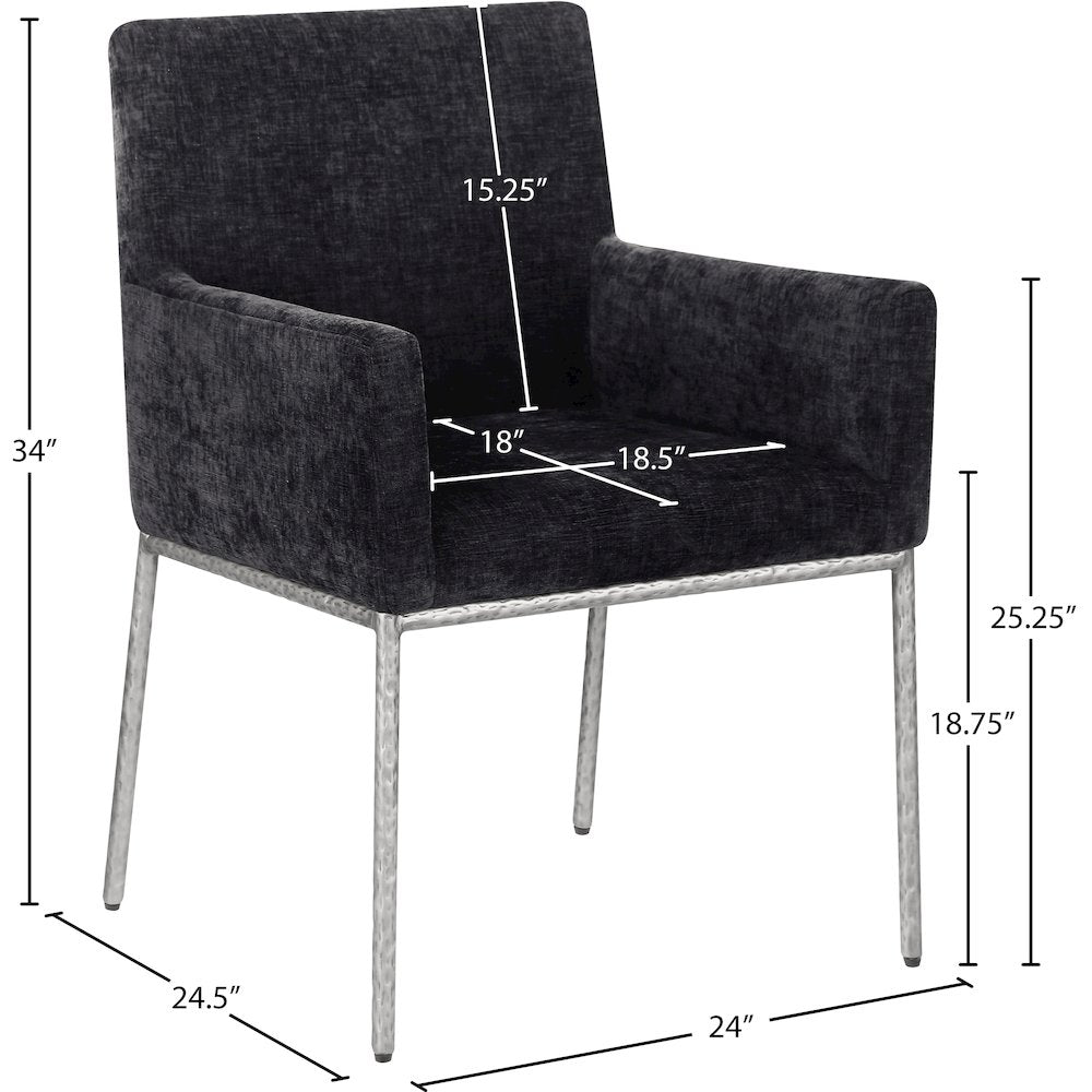 Reeves Black Chenille Fabric Dining Chair, Set of 2