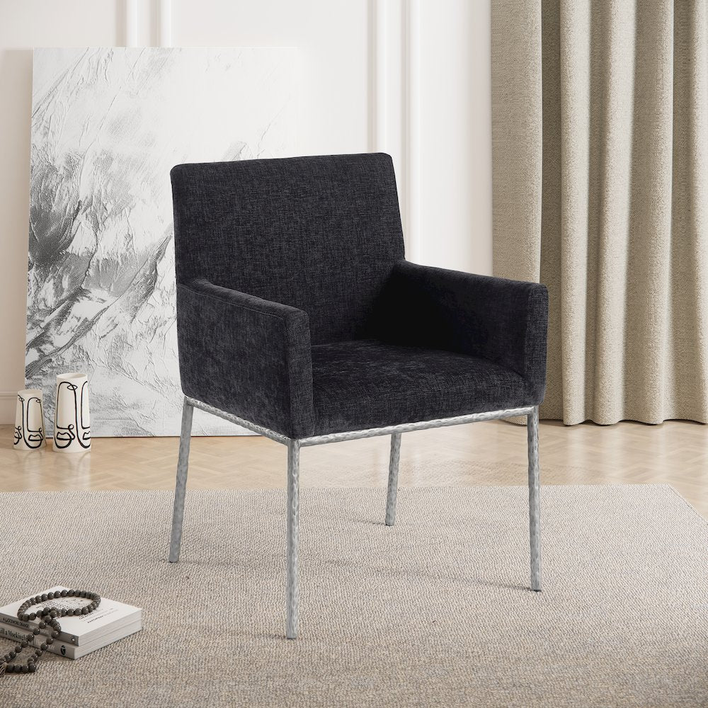 Reeves Black Chenille Fabric Dining Chair, Set of 2