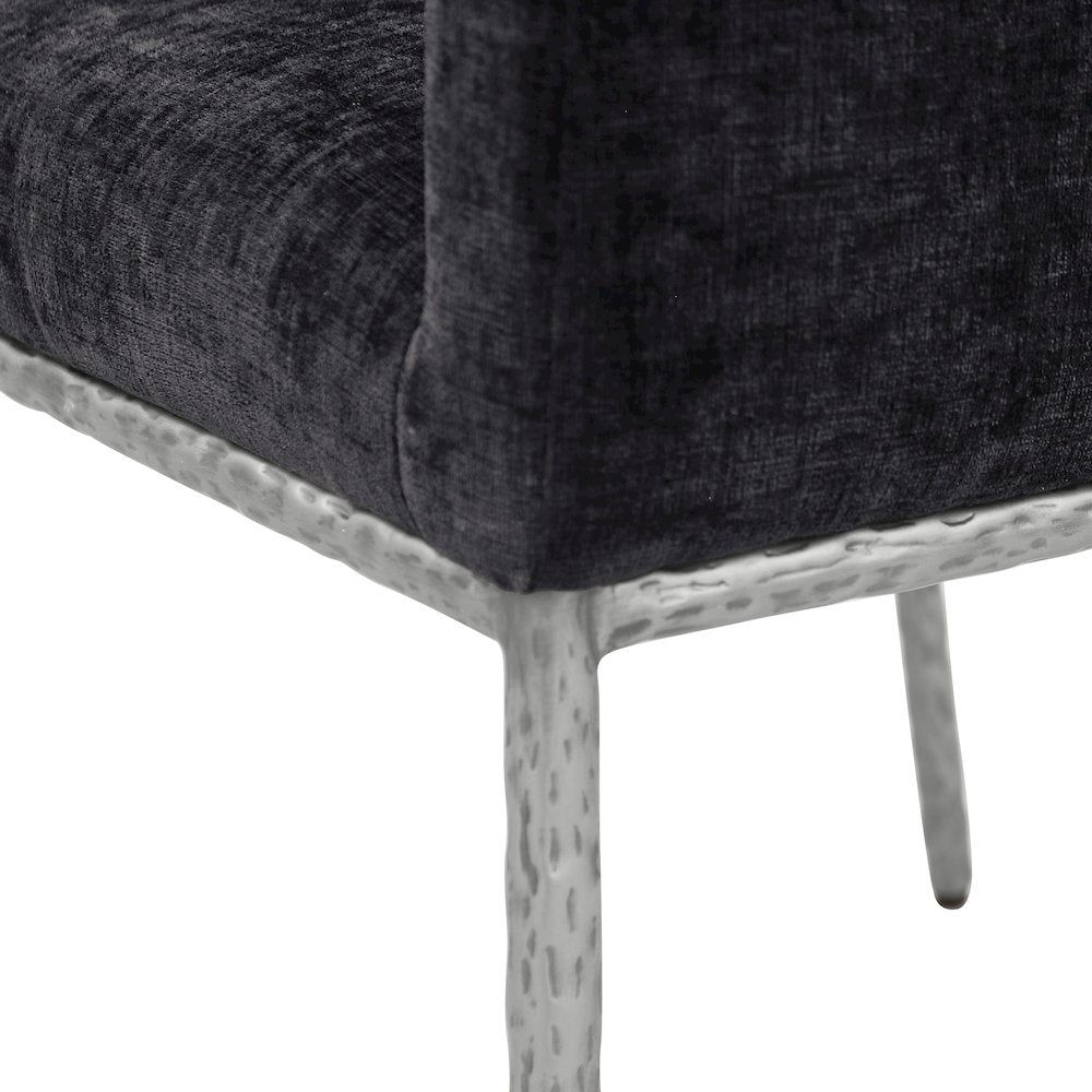 Reeves Black Chenille Fabric Dining Chair, Set of 2
