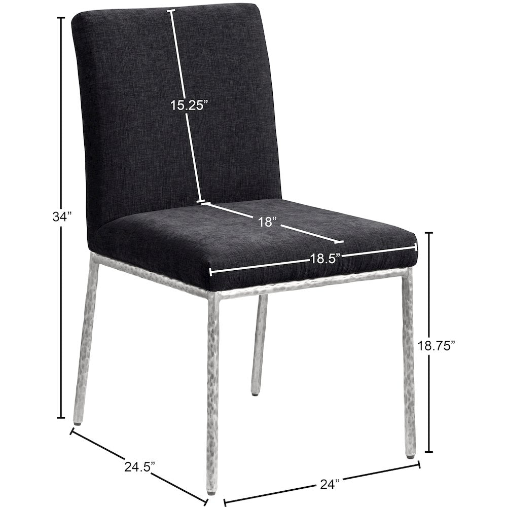 Reeves Black Chenille Fabric Upholstered Dining Side Chair, Set of 2