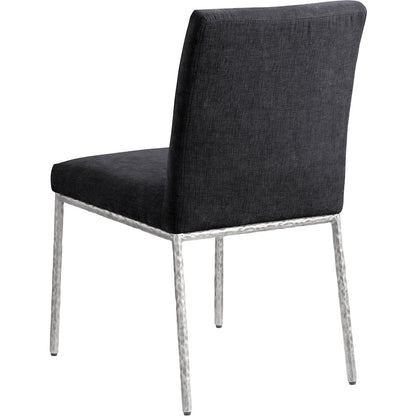 Reeves Black Chenille Fabric Upholstered Dining Side Chair, Set of 2