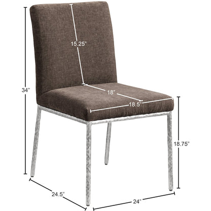 Reeves Brown Chenille Fabric Upholstered Dining Side Chair, Set of 2