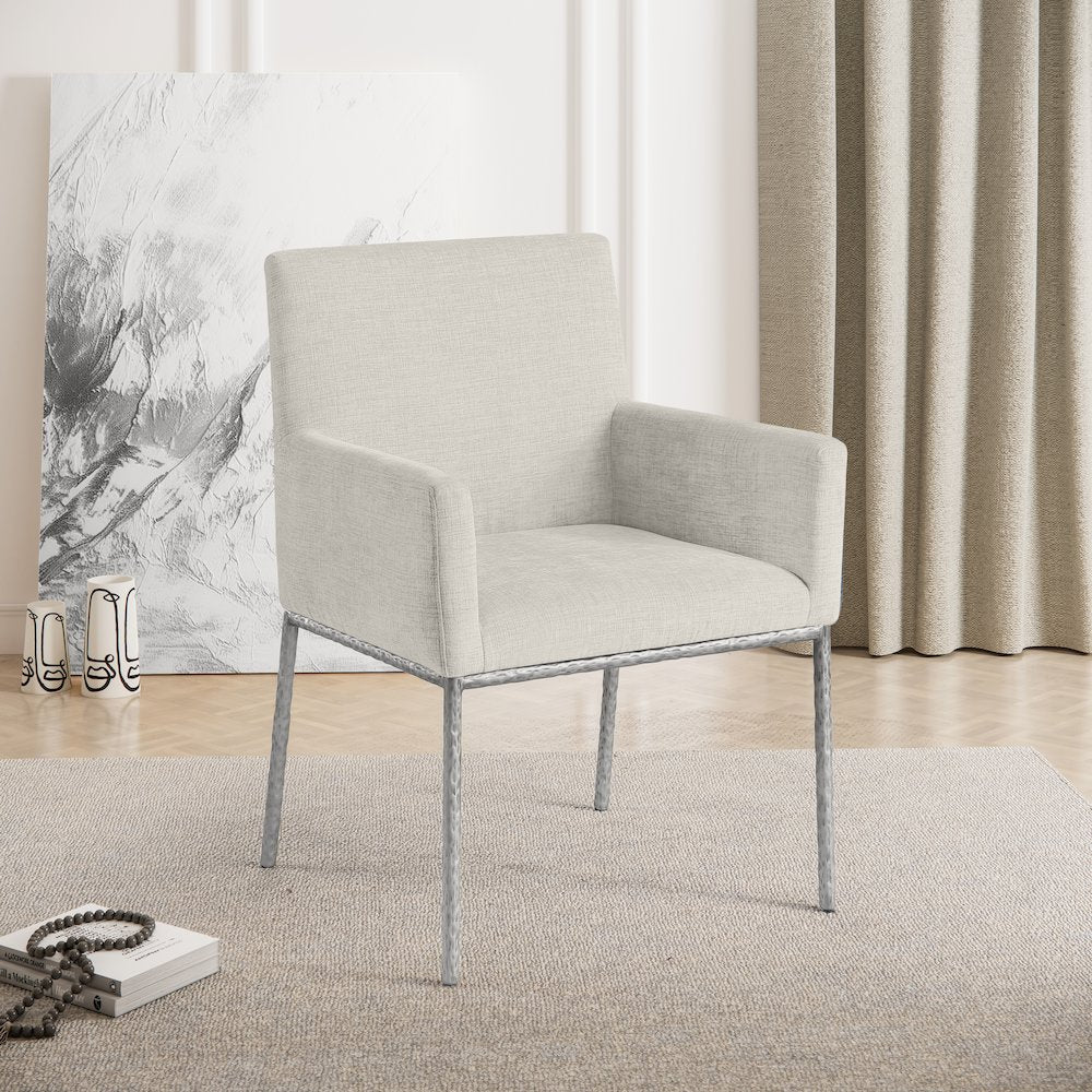Reeves Cream Chenille Fabric Dining Chair, Set of 2