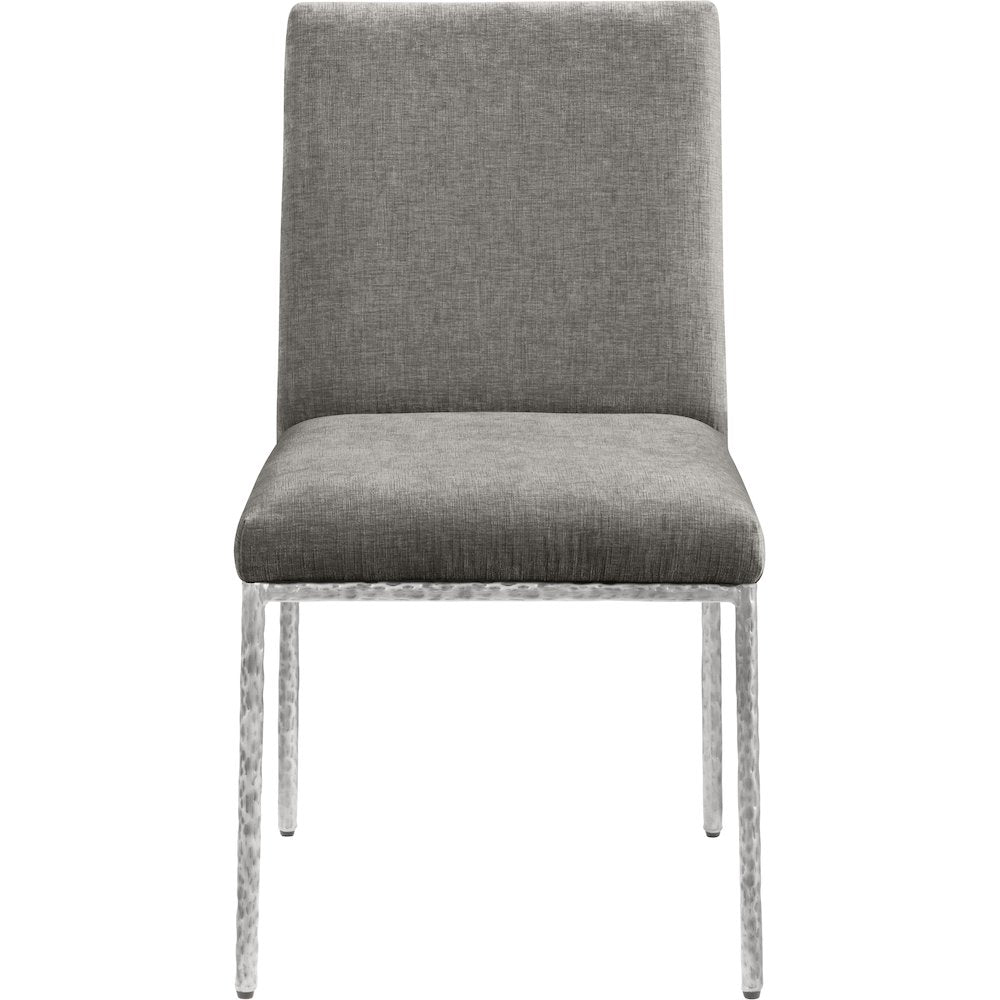 Reeves Grey Chenille Fabric Upholstered Dining Side Chair, Set of 2