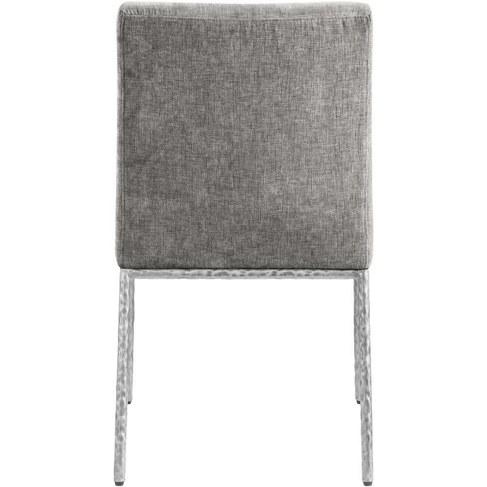 Reeves Grey Chenille Fabric Upholstered Dining Side Chair, Set of 2