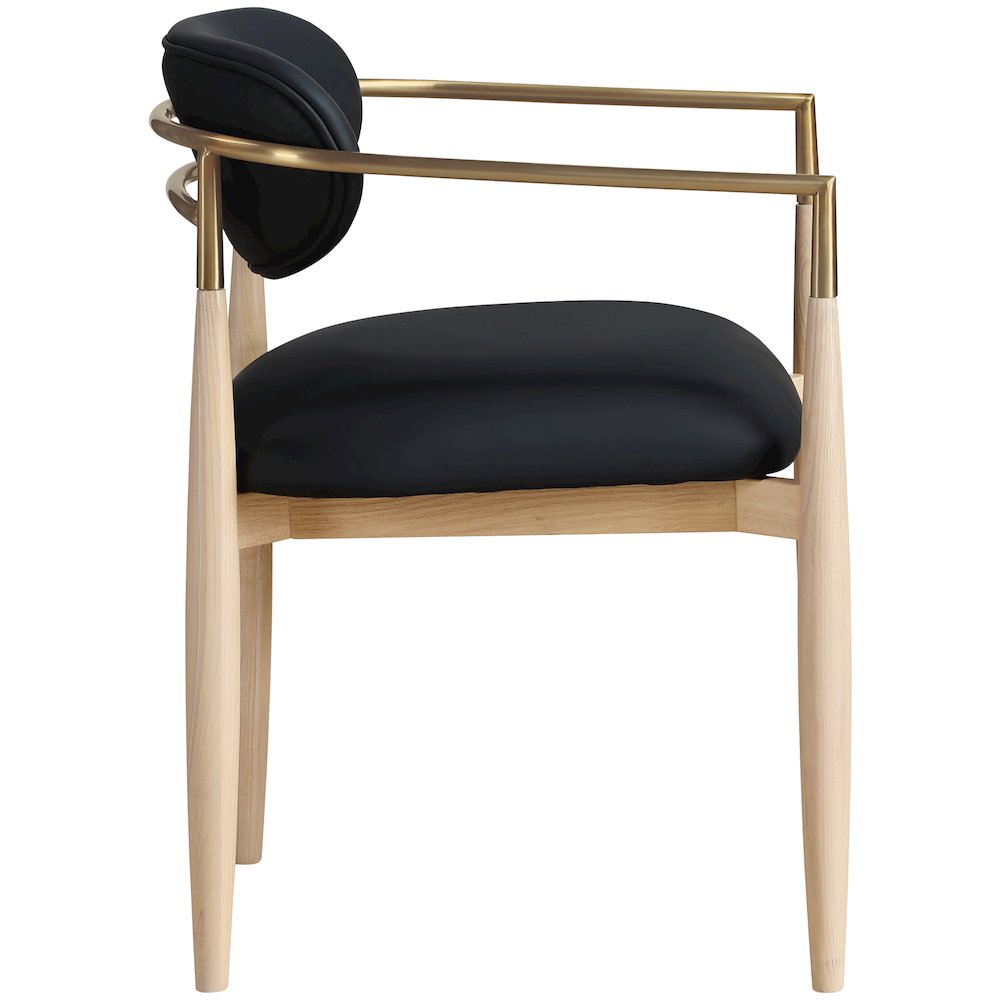 Riccio Black Vegan Leather Upholstered Dining Arm Chair, Set of 2