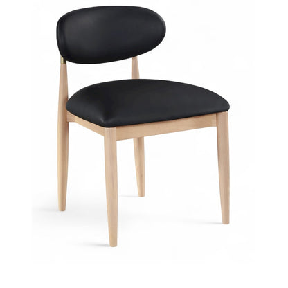 Riccio Black Vegan Leather Upholstered Dining Side Chair, Set of 2