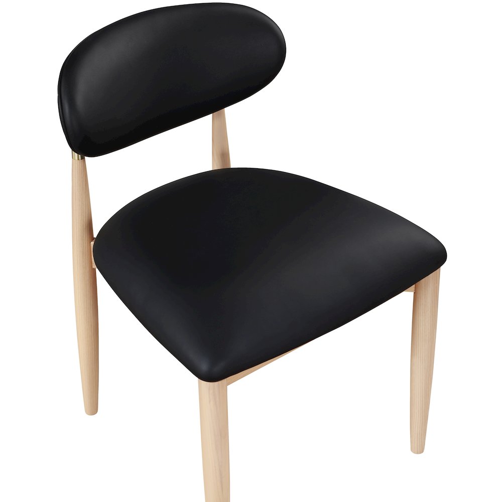 Riccio Black Vegan Leather Upholstered Dining Side Chair, Set of 2