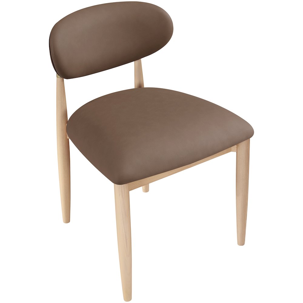 Riccio Brown Vegan Leather Upholstered Dining Side Chair, Set of 2
