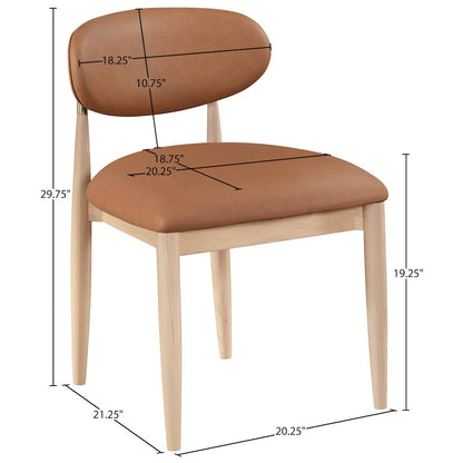 Riccio Cognac Vegan Leather Upholstered Dining Side Chair, Set of 2