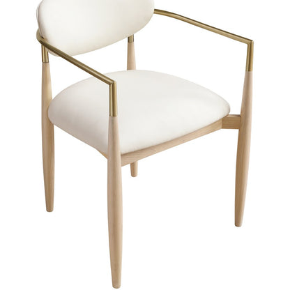 Riccio Cream Vegan Leather Upholstered Dining Arm Chair, Set of 2