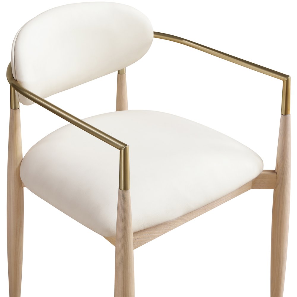 Riccio Cream Vegan Leather Upholstered Dining Arm Chair, Set of 2