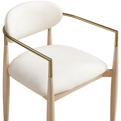 Riccio Cream Vegan Leather Upholstered Dining Arm Chair, Set of 2