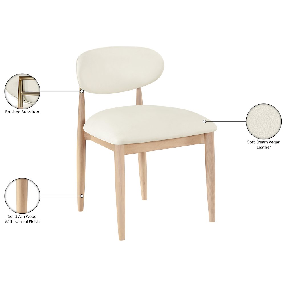 Riccio Cream Vegan Leather Upholstered Dining Side Chair, Set of 2