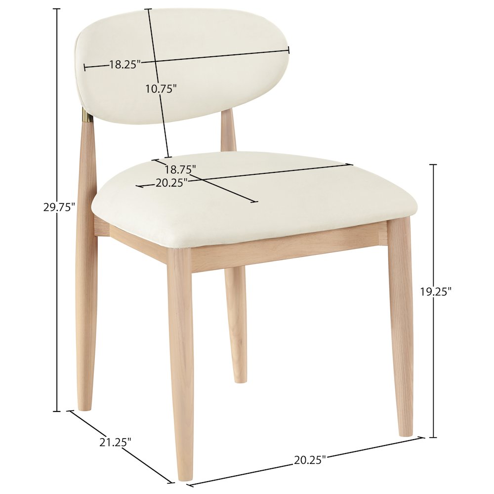 Riccio Cream Vegan Leather Upholstered Dining Side Chair, Set of 2