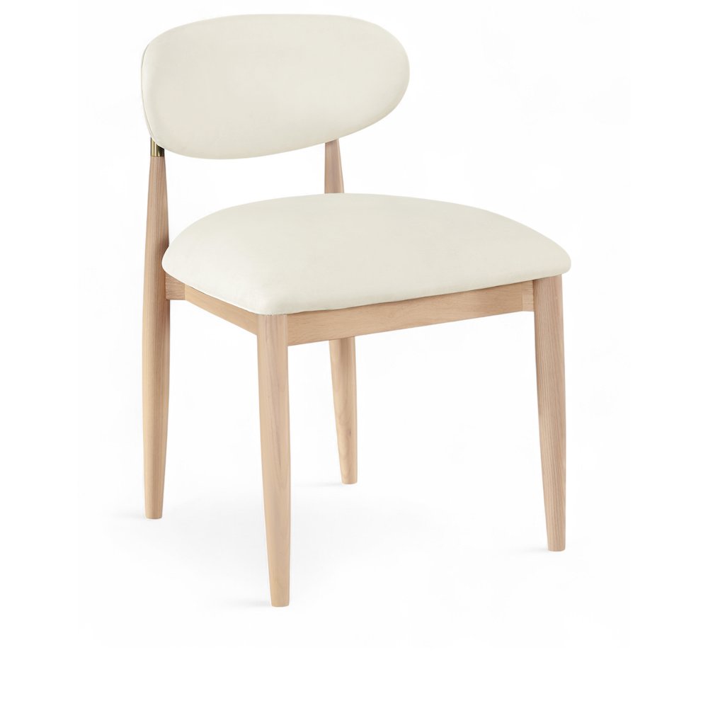 Riccio Cream Vegan Leather Upholstered Dining Side Chair, Set of 2
